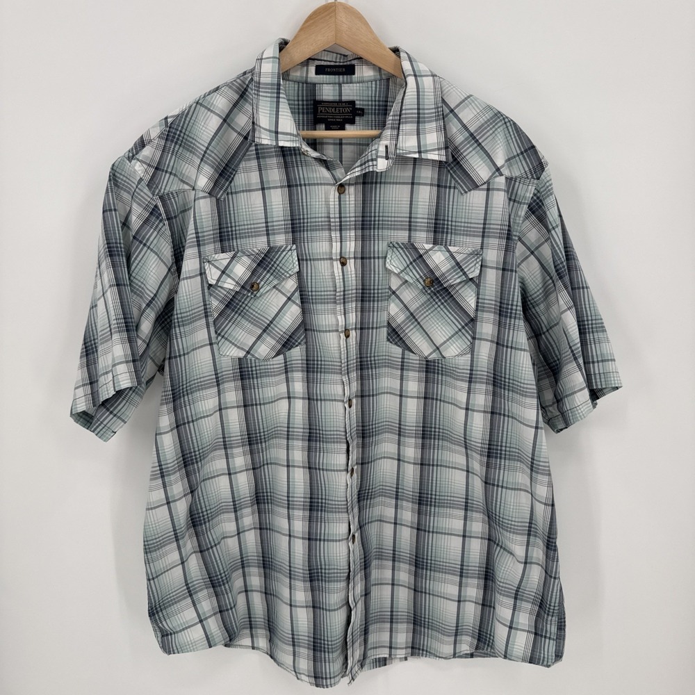 Pendleton Womens Green Plaid Pearl Snap Frontier Shirt Size XXL Western Everyday